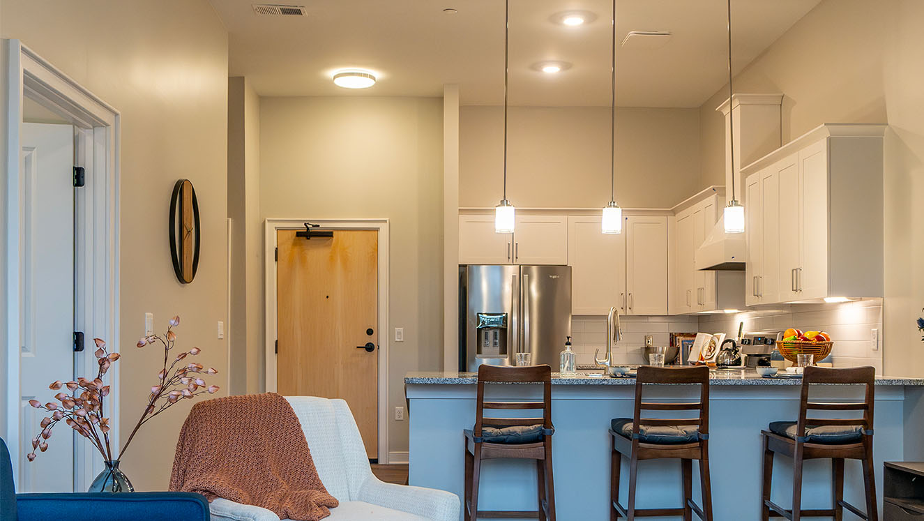 living room and kitchen